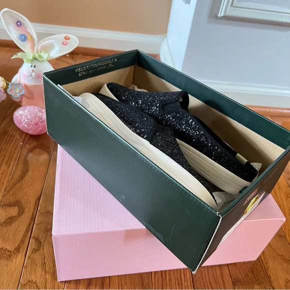 KATE SPADE Keds Womens Shoes Double Deck Mule Black Shimmer Sneakers 6.5 Casual - Picture 8 of 10